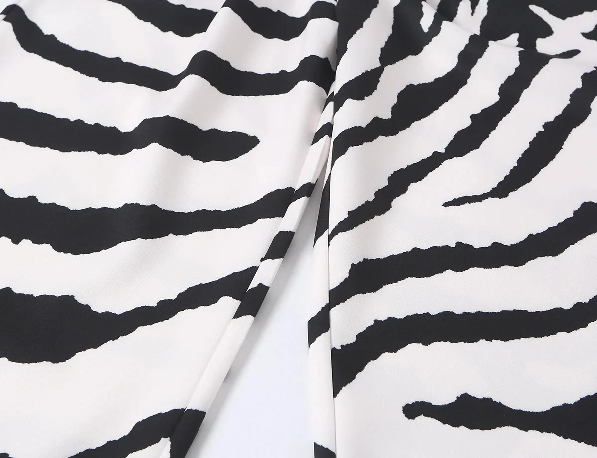 KONDALA Women Fall Trendy Zebra Printed Suit Dinner Party Belt Blazer, Long Pants 2026 Autumn Chic High Street Elegant Pants Set