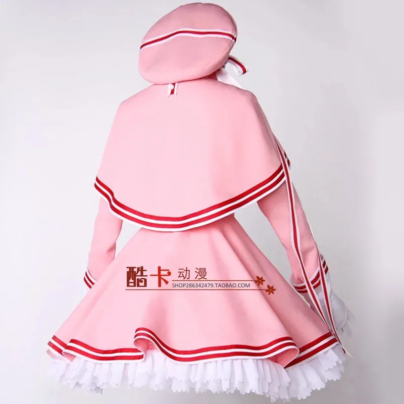 

DY20Girls Япония Аниме Прозрачная карта Cardcaptor Сакура Косплей Лолита Горничная Розовое Платье Женщины Card Captor Сакура Костюм Униформа