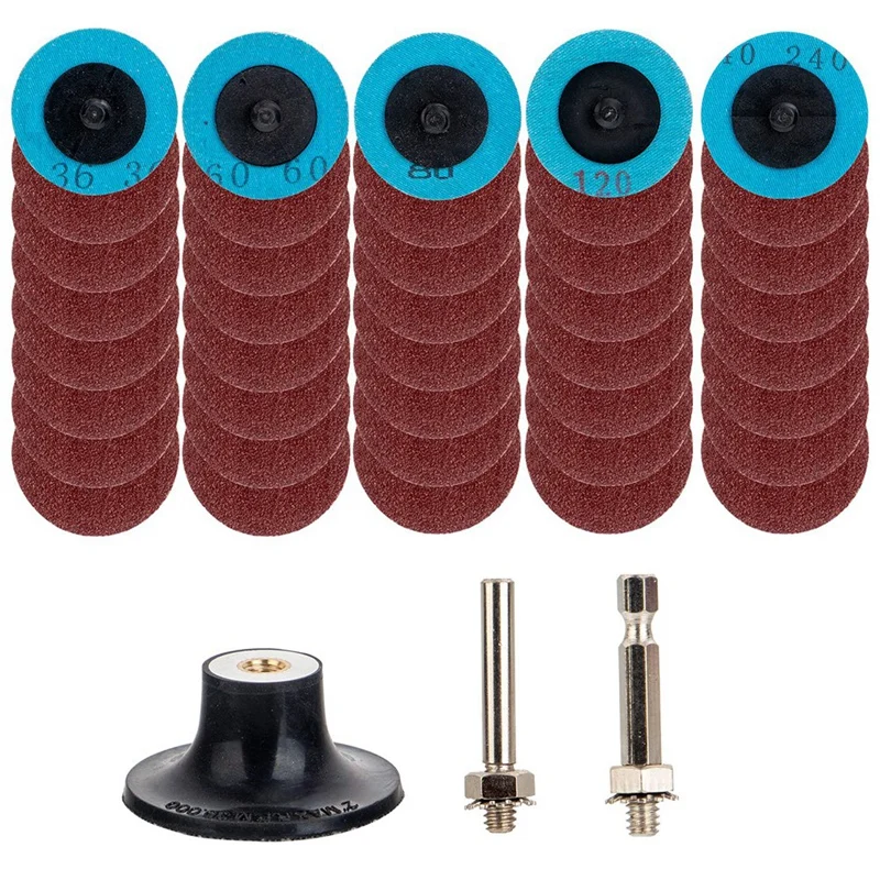 40 Pcs Quick Change Discs Set Kit 2 Inch A/O Sanding Discs Set Kit With 1/4 Inch Holder, Surface Conditioning Discs For Grinder