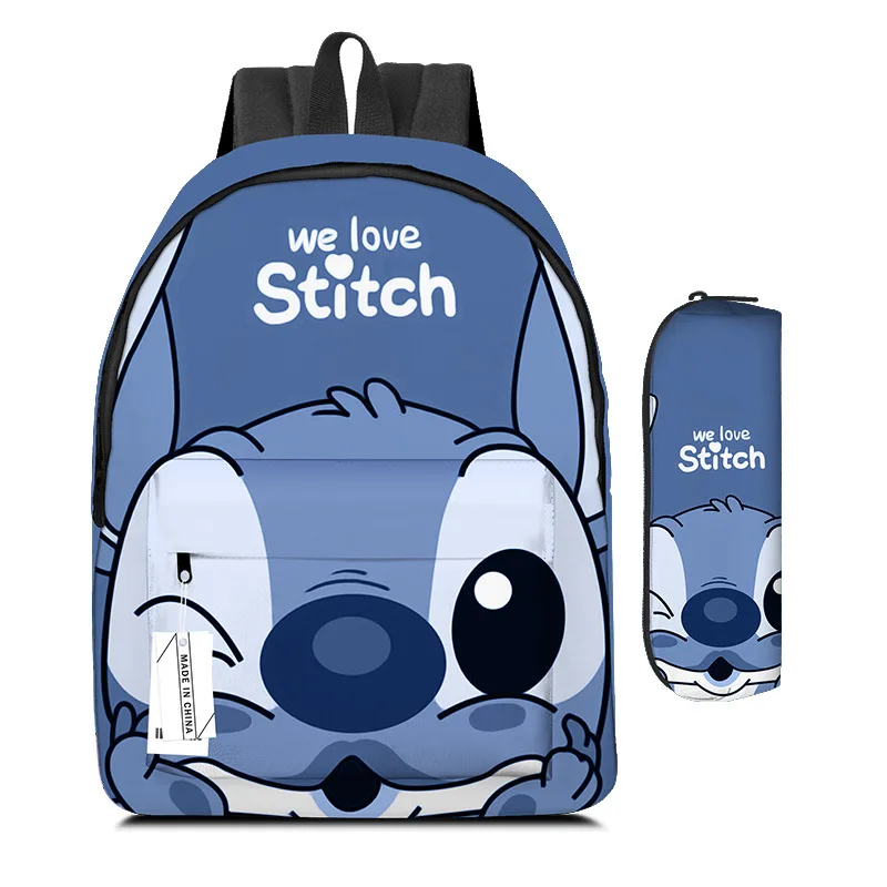 2 sztuki Disney plecak z motywem Stitch dziewczyny Cartoon studentki Cosplay tornistry piórnik torba podróżna ścieg Mochilas prezent