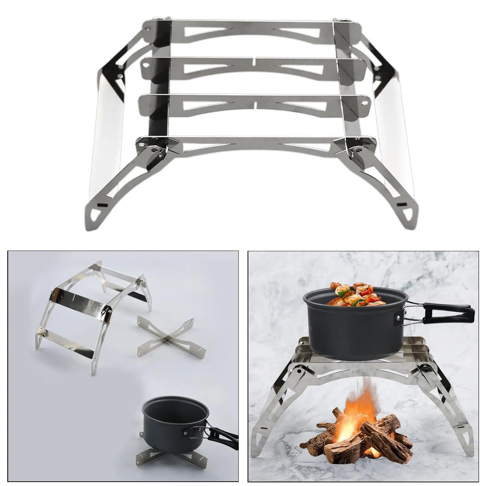 Portable Folding Stove Stand Cooking Pot Holder Burner Support Grill