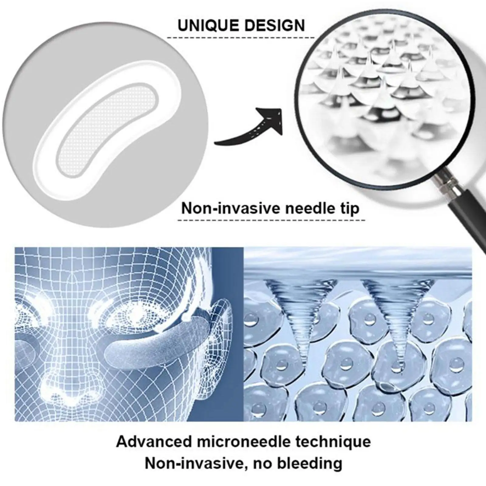 Hyaluronic Acid Microneedle Eye Patches Mask for Anti Wrinkle Aging Dark Circles Moisturizing Under Eye Gel Pads Skin Care