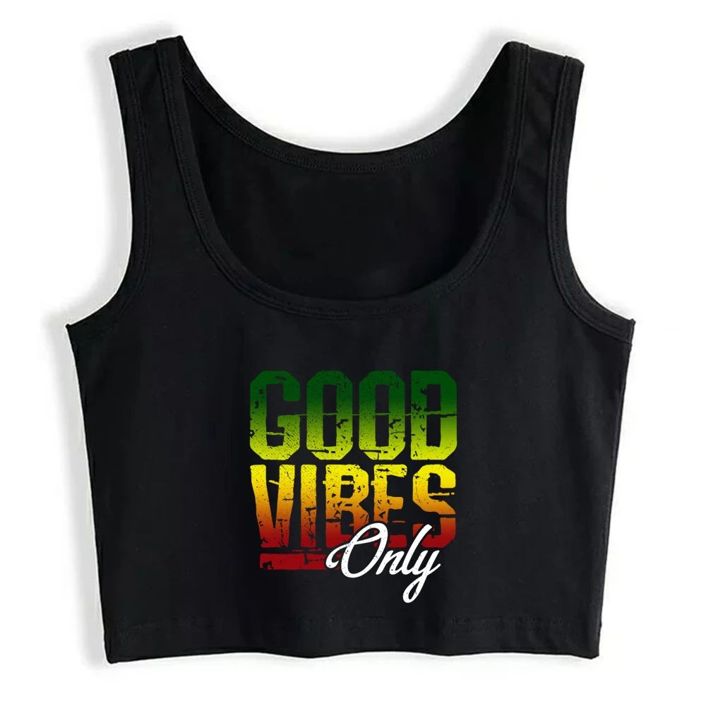 Gradiente di colore buone vibrazioni solo Reggae Music Rasta Sexy Slim Fit Crop Top canotte sportive Casual in cotone da donna