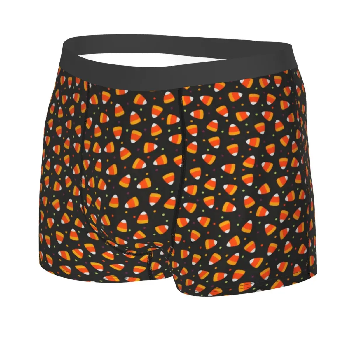 Custom Candy Corn Dots On Black Halloween Novelty Underwear Male Printed Boxer Briefs Shorts Panties Breathable Underpants