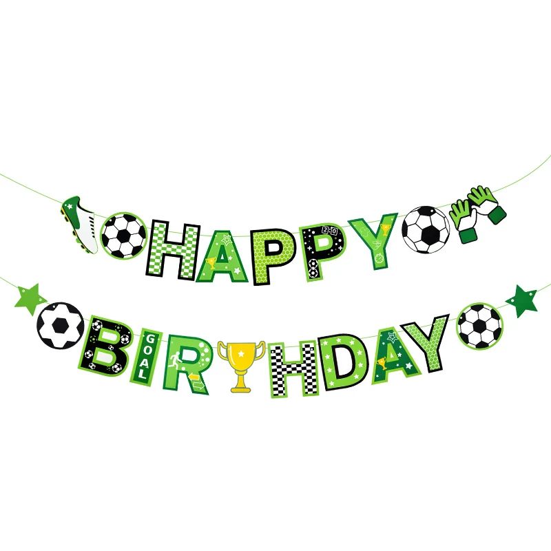 Football Happy Birthday Paper Banner Garlands School Sport Soccer Theme Kids Boy Birthday Party Bunting Flag Baby Shower Supplie