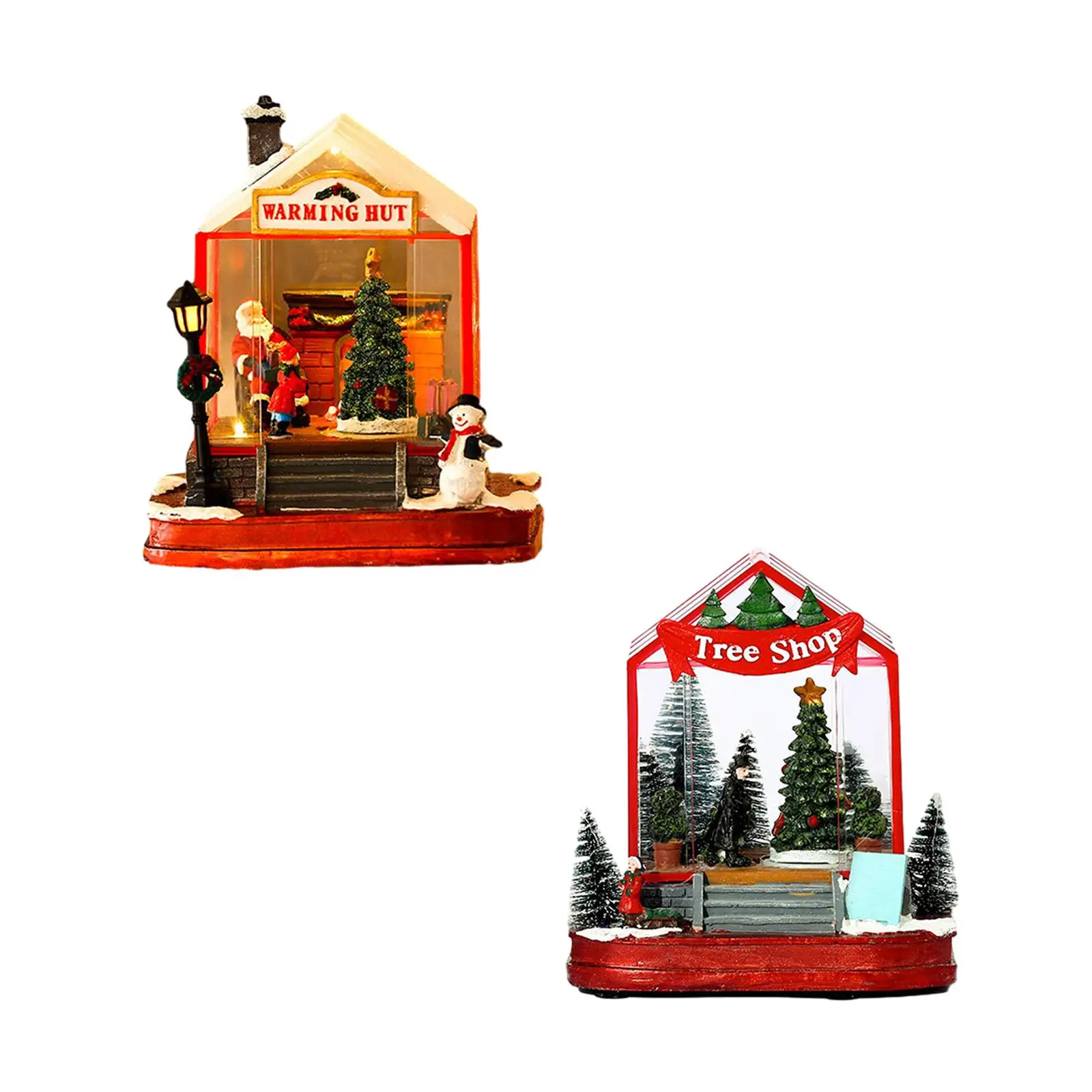 

Christmas House with LED Light Christmas Figurine Collectible Tabletop Ornament