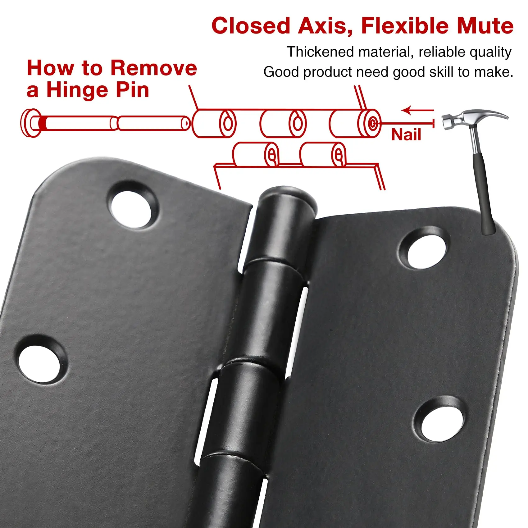 48-piece round black door hinge 3.5 