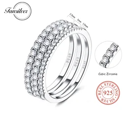 Fansilver S925 Sterling Silver Ring Eternity Rings for Women with Shinny Cubic Zirconia for Wedding Engagement Dainty Jewelry