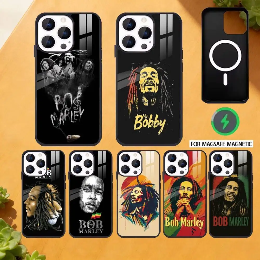 

B-Bob Marley Rasta Reggae Phone Case For iPhone 17,16,15,14,13,12,Plus,Pro,Max For Magsafe Magnetic Wireless Charge