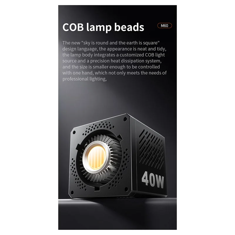 

B04B-M60 Handle Photo Studio Light COB Bi-Color CCT 2500-6500K CRI Greater Than Equal 95 TLCI Greater Than Equal 97 EU PLUG