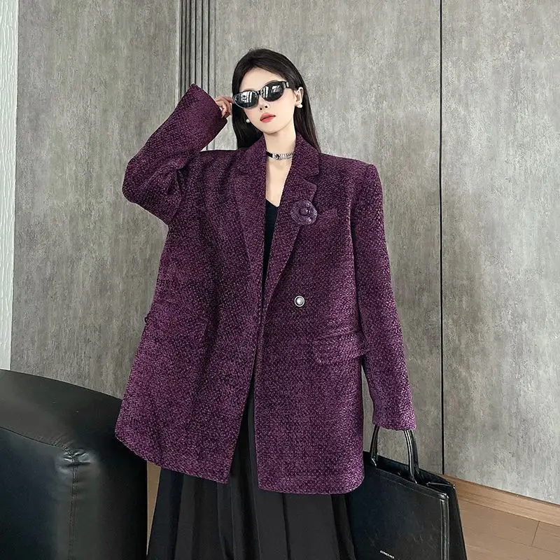 

Женский шерстяной костюм, пальто, пиджаки, осень-зима, новый стиль, плотная и свободная шерстяная ткань