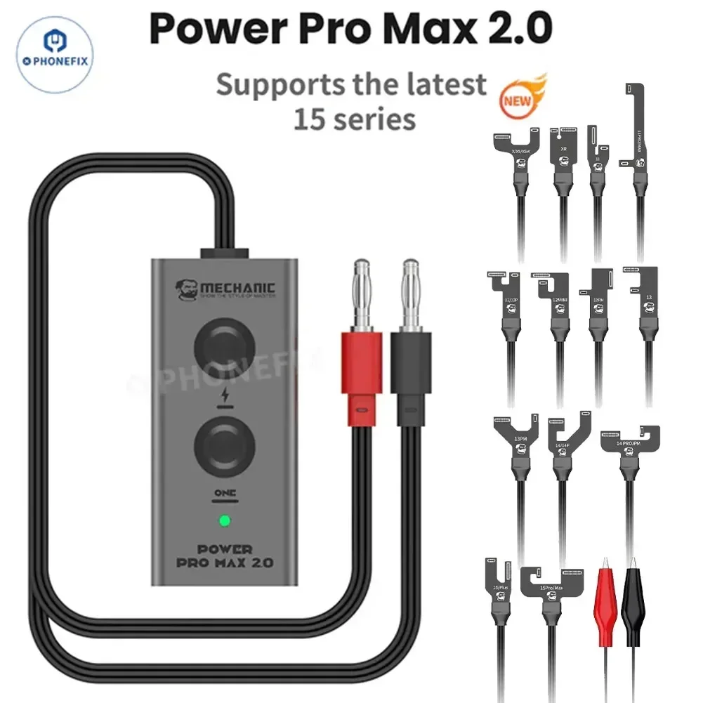 MECHANIC Power Pro Max 2.0 for iPhone X-15PM Power Supply Test Cable Type-C Input with 15 FPC Flex One-key Start Boot Line