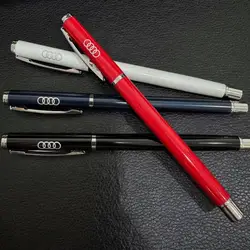 1PCS Car Logo Emblem Portable Ball Pen Men's Woman Christmas Gift Business Car Accessories For Audi A7 A3 A4 A6 A5 Q5 Q7 Q3 C6