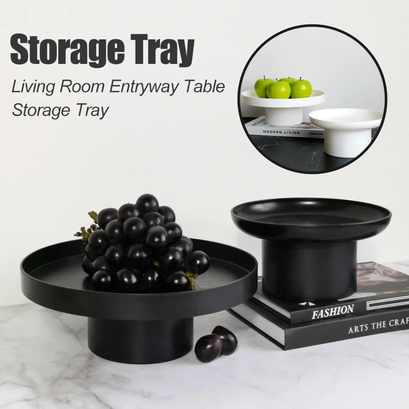 

Nordic Style High Footed Fruit Plate Modern Minimalist ABS Storage Tray for Living Room Coffee Table Candy Snacks Home Decor