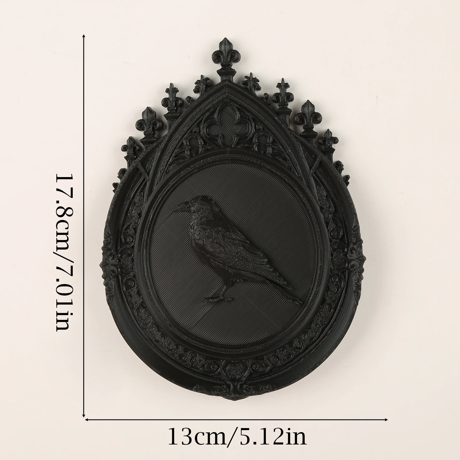 Vintage Gothic Raven Crow Wall Art, Black Plastic Ornate Frame Wall Sculpture for Halloween Witchy Bedroom Decor