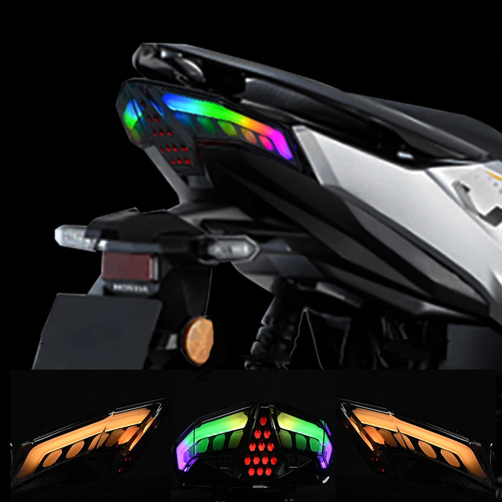 دراجة نارية LED الضوء الخلفي موتو الفرامل مؤشر ضوئي مصباح لياماها انقر 150 #3