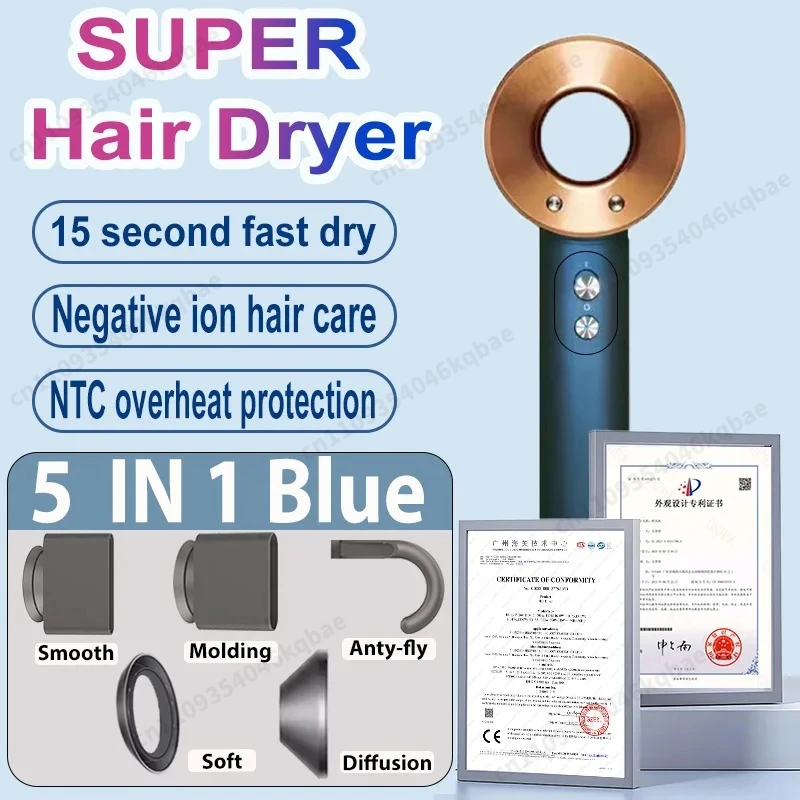 SenCiciMen Professionelles Haartrockner-Set Haarpflege Negativ-Ionen Blattloser Haartrockner Hochgeschwindigkeits-Föhn Salon-Styling-Tool 1600W
