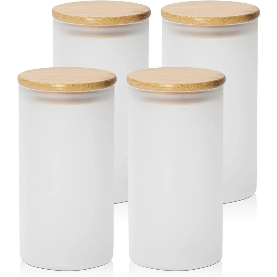 

PYD Life Sublimation Storage Jars Glass Blanks Tumbler Food Canisters Frosted 25 OZ with Bamboo Lids Kitchen Containers Sets fo