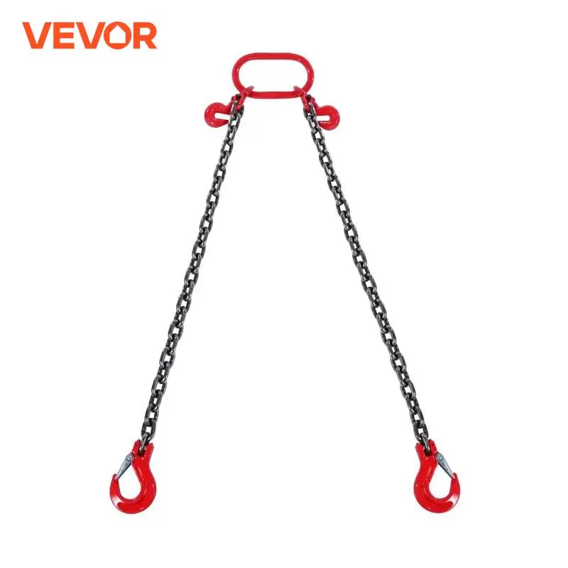 VEVOR 3T Chain Sling 6 ft Heavy Duty Lifting Chains with 2 Leg Grab Hooks G80 for Engine Manual Hoist Lifting Tool