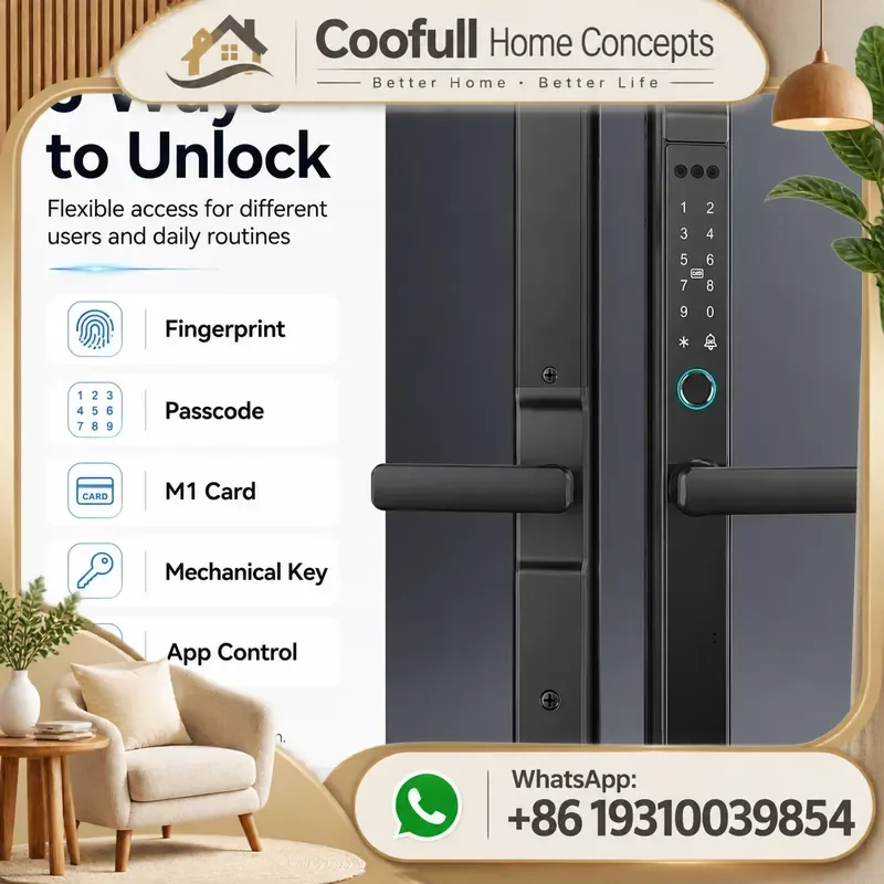 Tuya Smart Sliding Door Lock Waterproof Zinc Alloy Aluminum For Wood Steel Doors Memory Card Storage Keyless Entry