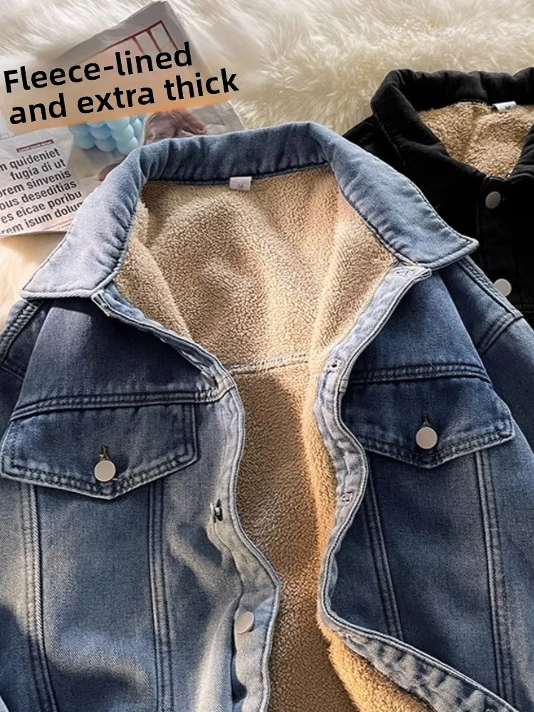 

Thickened Fleece Lamb Velvet Men's Denim Jacket Winter Northeast Special Super Warm Cotton Clothes Negative 40 Degrees Harbin...
