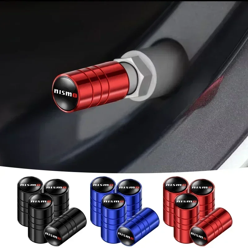 4pcs Car Wheel Hub Valve Stem Cap Decor For Nissan Nismo Logo Tiida Teana Qashqai Juke X trail Note Almera Skyline Styling