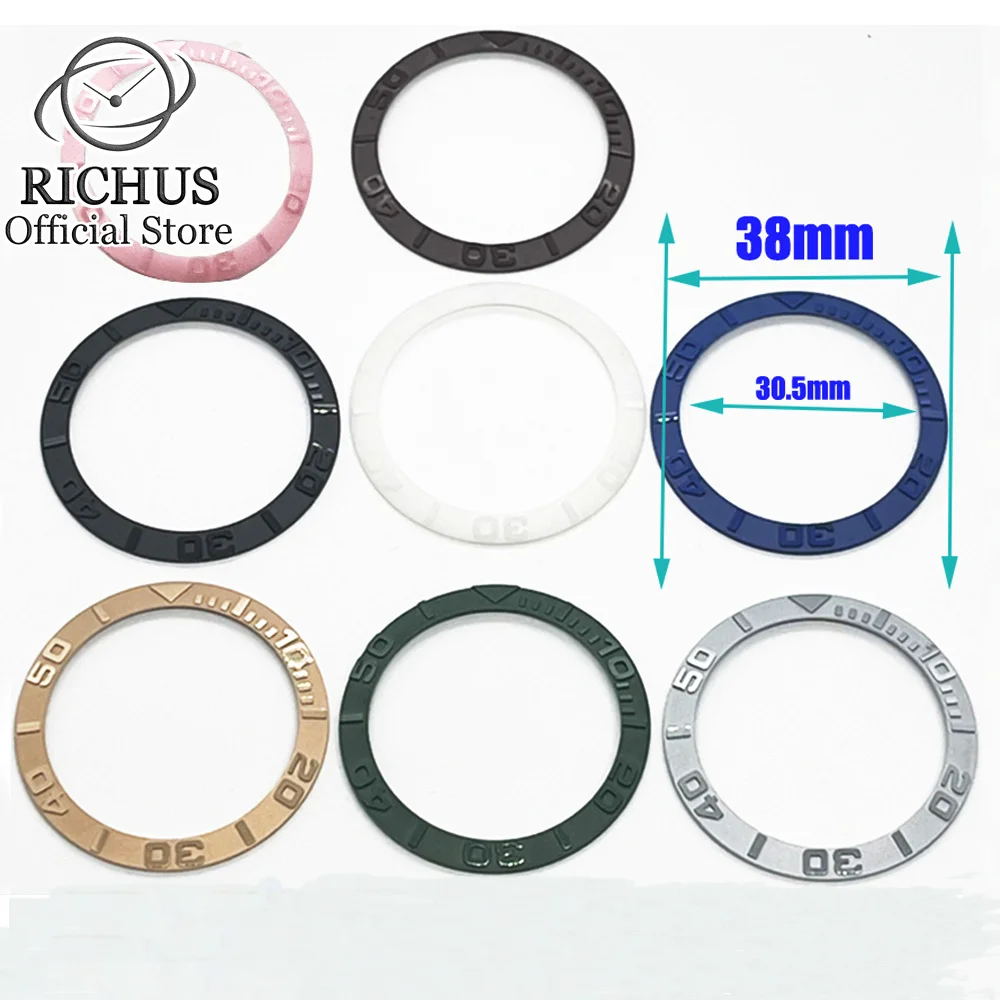 RICHUS 38mm Watch ceramic bezel black white coffee Blue bezel suitable for 40mm watch Case Accessorie