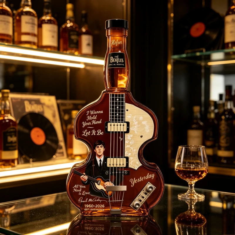 Wine Beer And Spirits - The Beatles Bass Guitar Shaped Glass