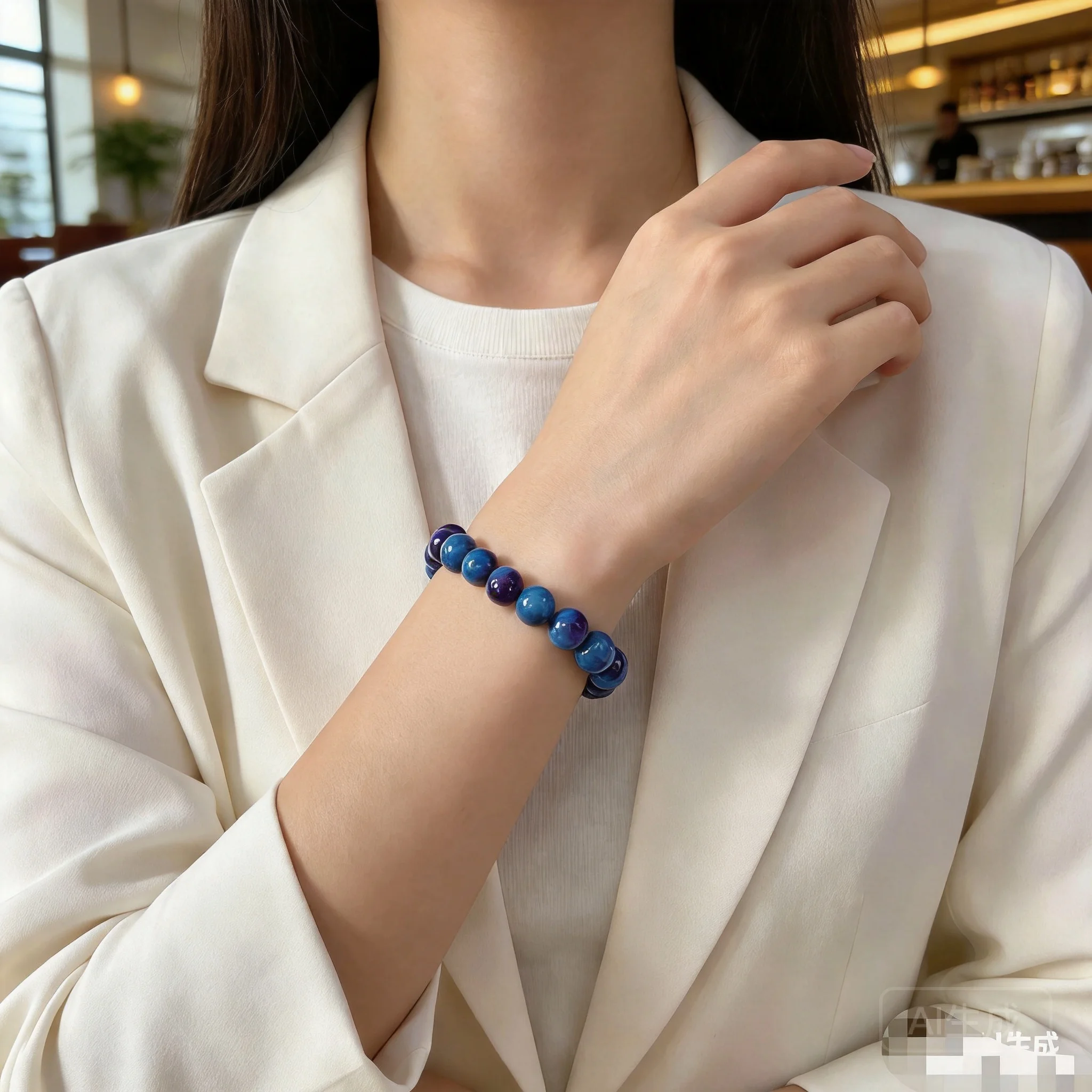 

Natural Agate Beaded Bracelet 2026 Chinese Style Galaxy Blue Purple Gradient Round Beads Elegant Jewelry For Daily Wear Unisex