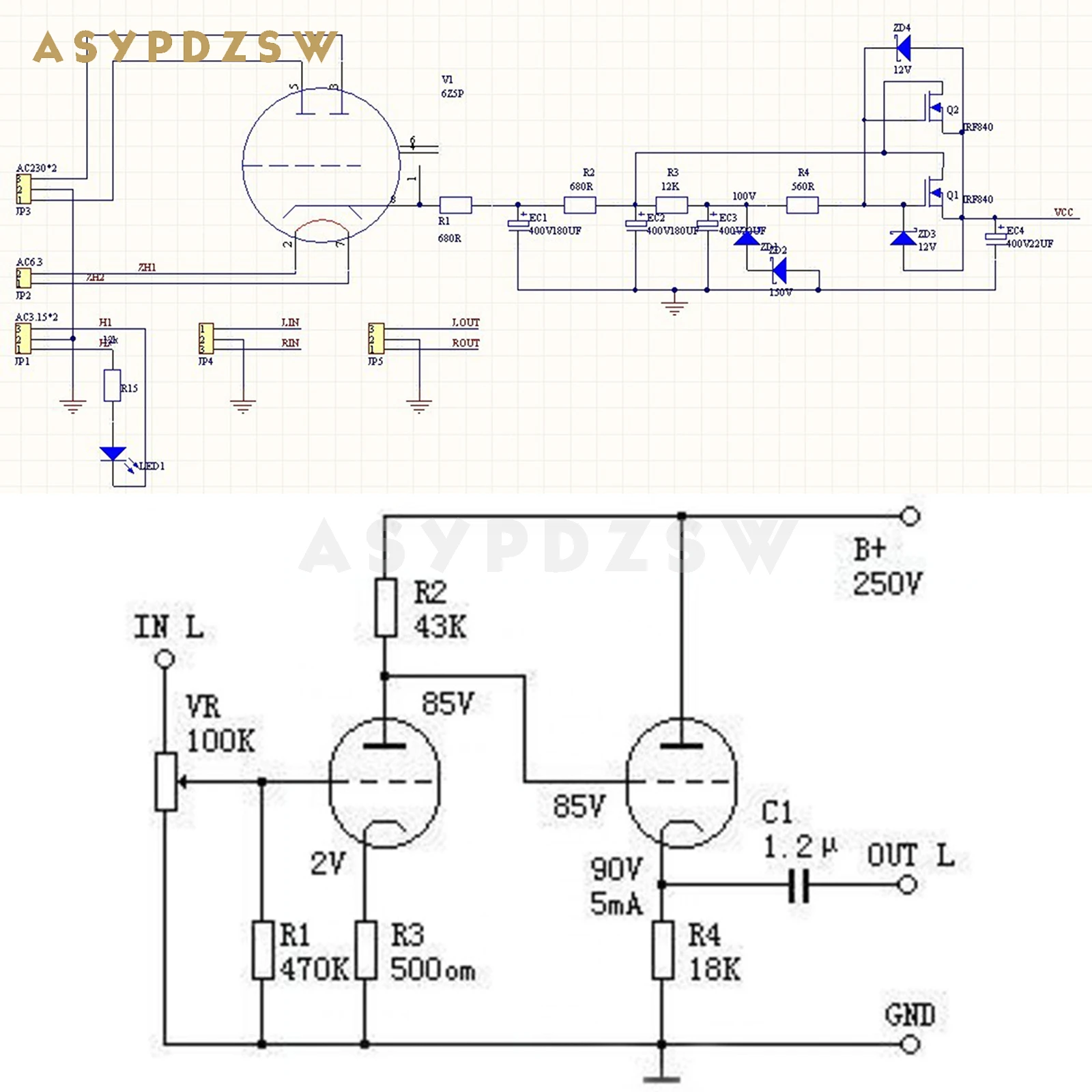 Massief houten omhulsel HIFI 6N8P Direct gekoppelde Buizenvoorversterker 6N8P + 6SN7 + CV181 Met 6Z5P Gelijkrichterbuis Voorversterker