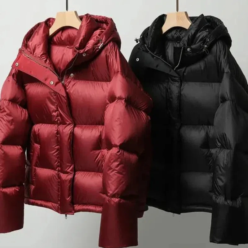 

New Windproof Short Women's Winter Clothes Korean Style Hooded Puffer Jacket Loose Down Cotton Padded Coat Outwear Female