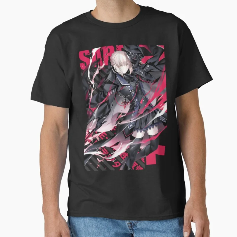 

Saber Alter 80s vintage Manga Fate stay night video game Anime T shirt for men 100% cotton print Large size gift tops S-6XL