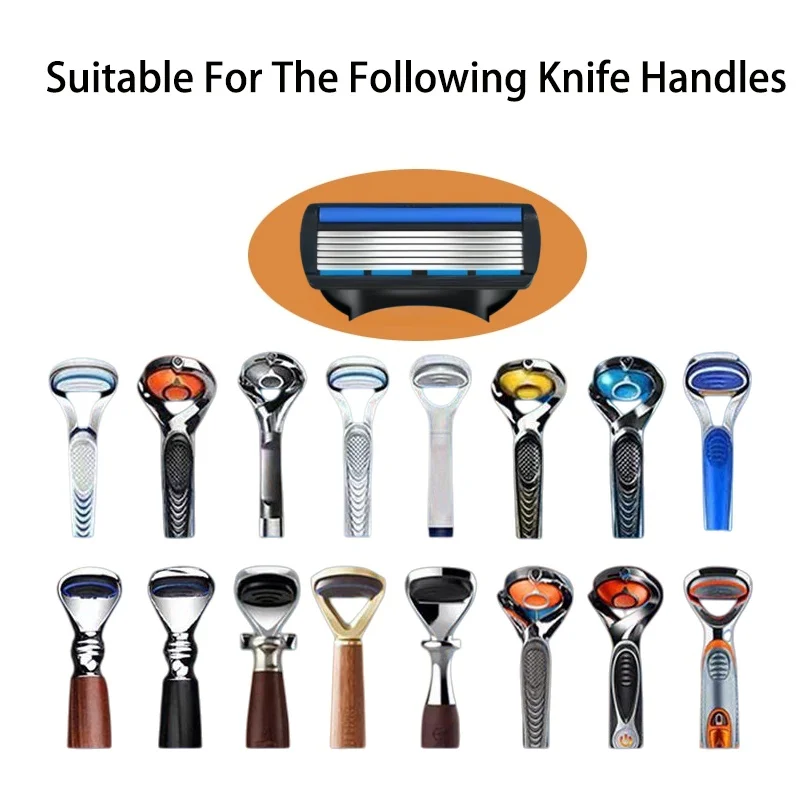 6-Layer Manual Men's Shaving Razor/Replacement Blades, 6-Layer Razor Stand, Washable, Stainless Steel Depilation Tool