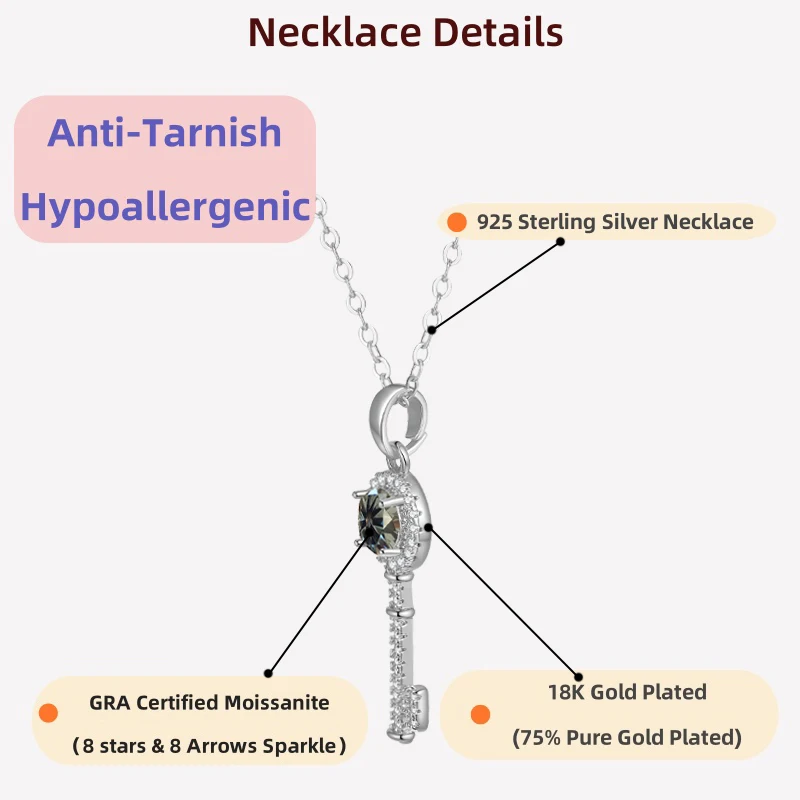 

Ожерелье из стерлингового серебра LAMVOICE S925, ожерелье из муассанита 1 карат, ювелирные изделия для женщин, рождественский подарок, подарок высокого качества