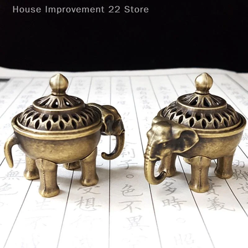 Elephant Lucky Incense Burner Metal Lotus Incense Burner Bowl Incense Holder With Handle Yoga Meditation Home Decor AncientStyle