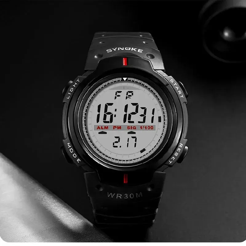 SYNOKE Men Electronic Watch Sports For Men Waterproof Luminous Multi Function Outdoor Mountaineering Large Screen Electronic