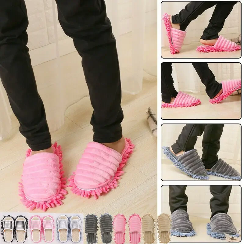 Washable Microfiber Dust Mop Slippers Lazy Quick House Floor Cleaning Shoes Home Shoes