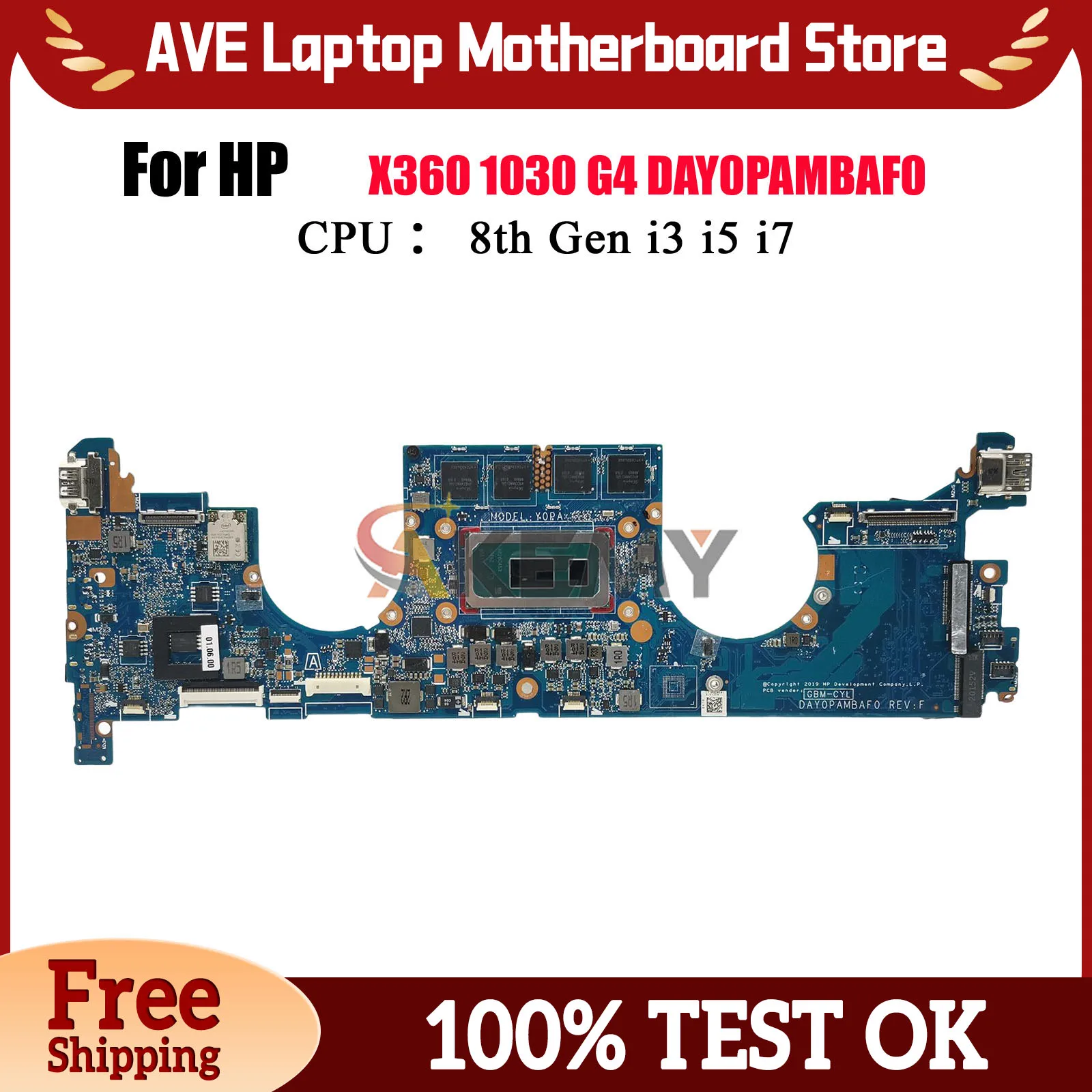 

DAY0PAMBAF0 Laptop Motherboard For HP EliteBook X360 1030 G4 With i5 i7 8th Gen CPU 8GB 16GB RAM L78696-601 L70769-601