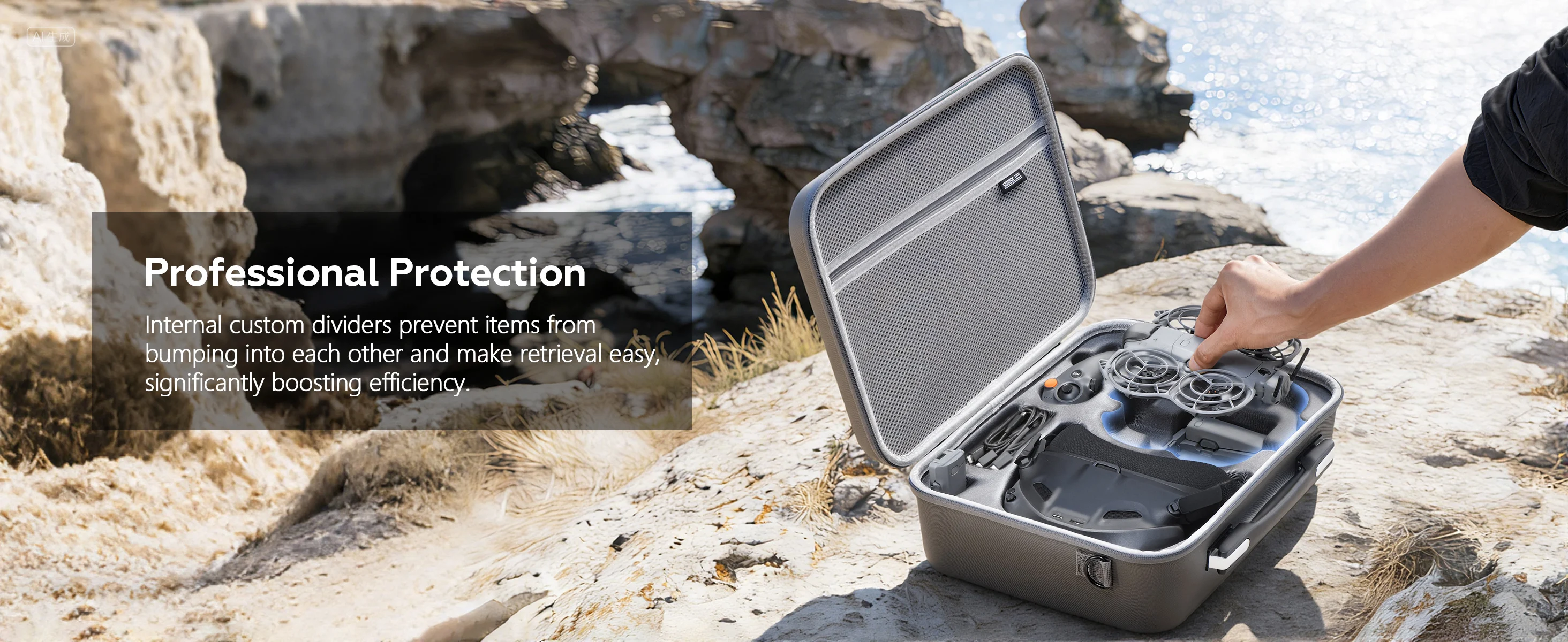 Tragetasche für DJI Neo 2 Motion Fly More Combo Zubehör, Tragbare PU-Reisetasche, Unterstützt RC Motion 3 Brillen N3 Ladestation – Detail 6