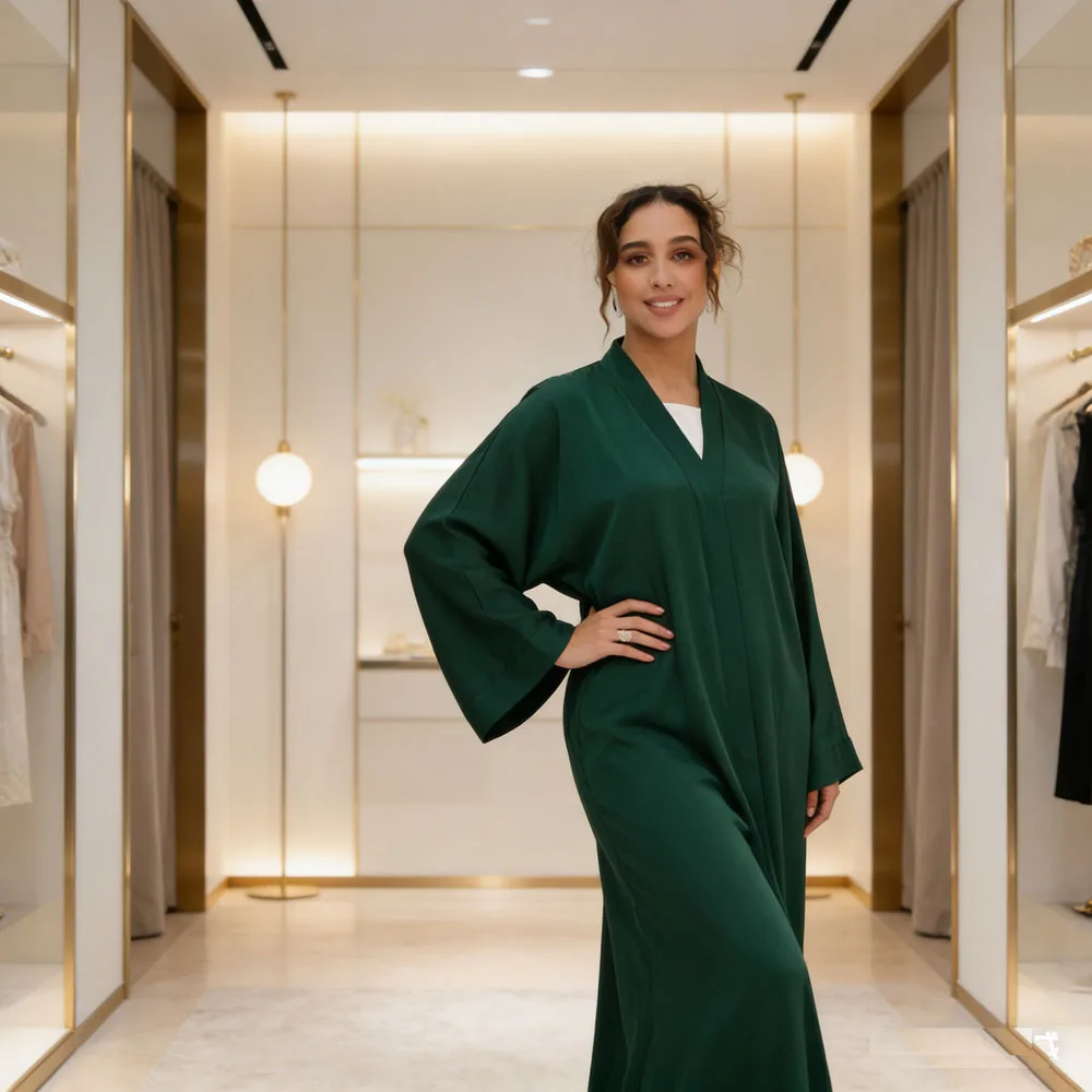 

Мусульманское открытое кимоно-платье, женский кардиган, абайя, однотонная джалабия, марокканский дубайский кафтан, длинное платье-роба для Рамадана