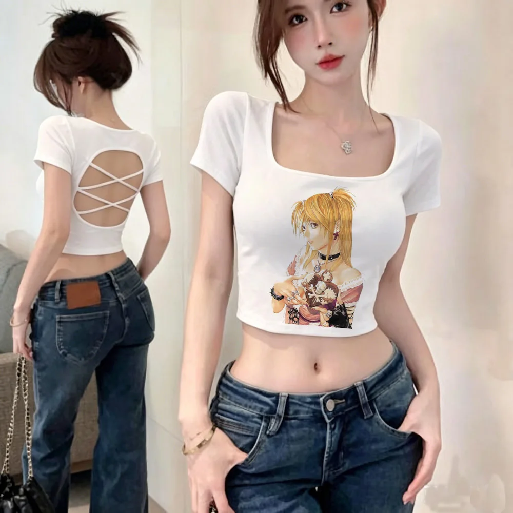 Death Note cropped top ladies goth vintage emo cheap gyaru t-shirt baddie jojifuku alternative  gyaru scene