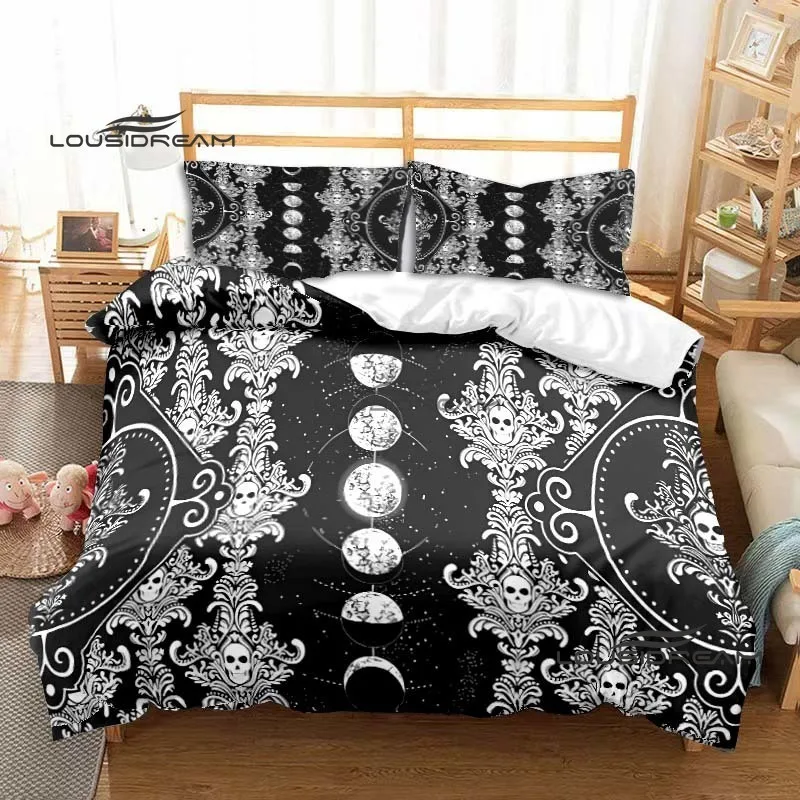 Triple Moon Quilt Cover Pillowcase 3D Printing Hecate Witch Gothic Creative Home Decoration Queen King Size Quilt Cover Bedding