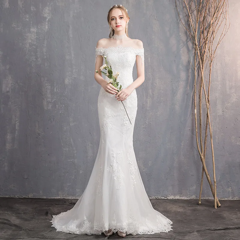 Robe de mariée sirène simple à lacets, imprimé floral, grande taille, sur mesure, nouvelle collection 2023