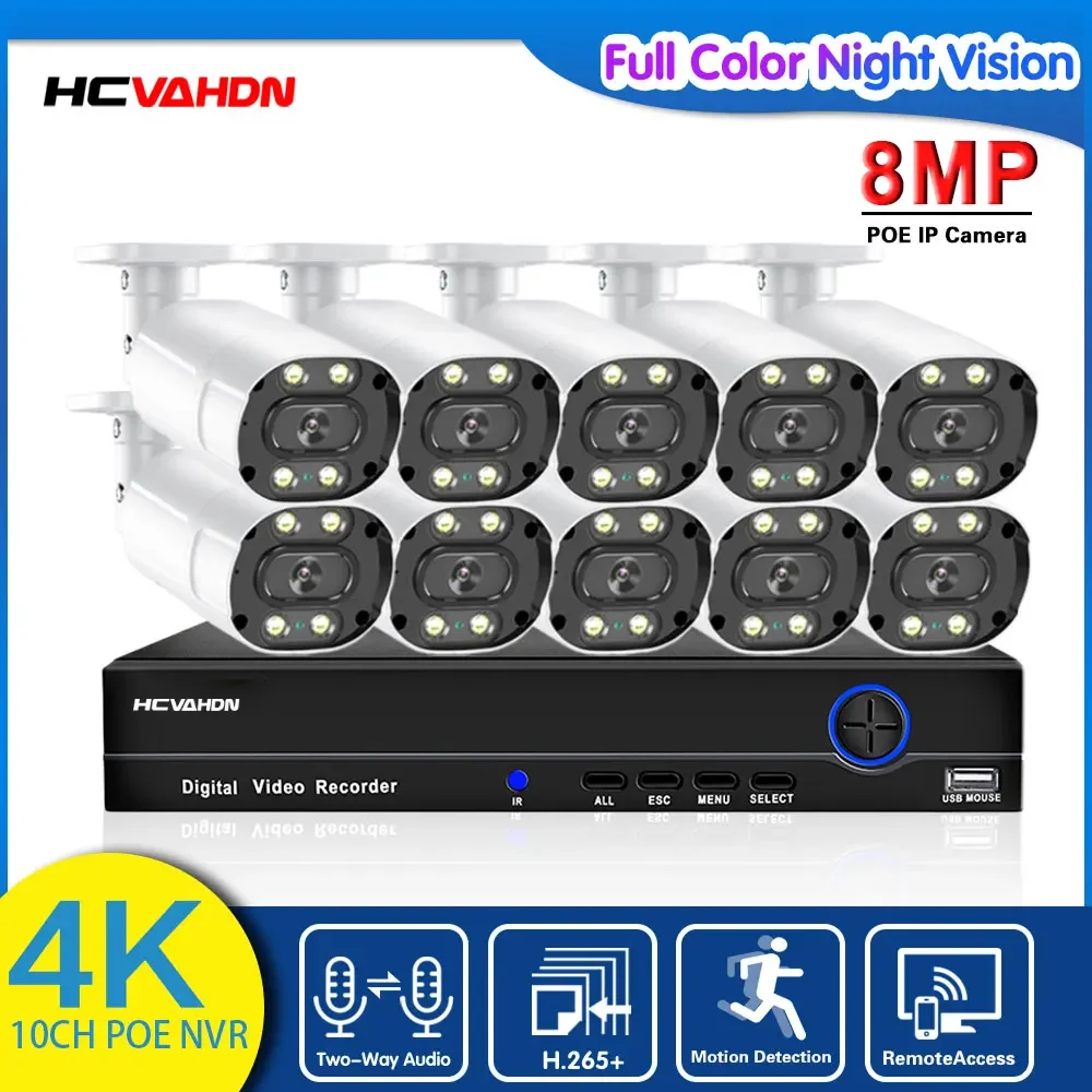 

8MP CCTV Camera Security System Kit 4K 8CH POE NVR Kit 5MP Video Surveillance System Outdoor Color Night Vision IP Camera Set