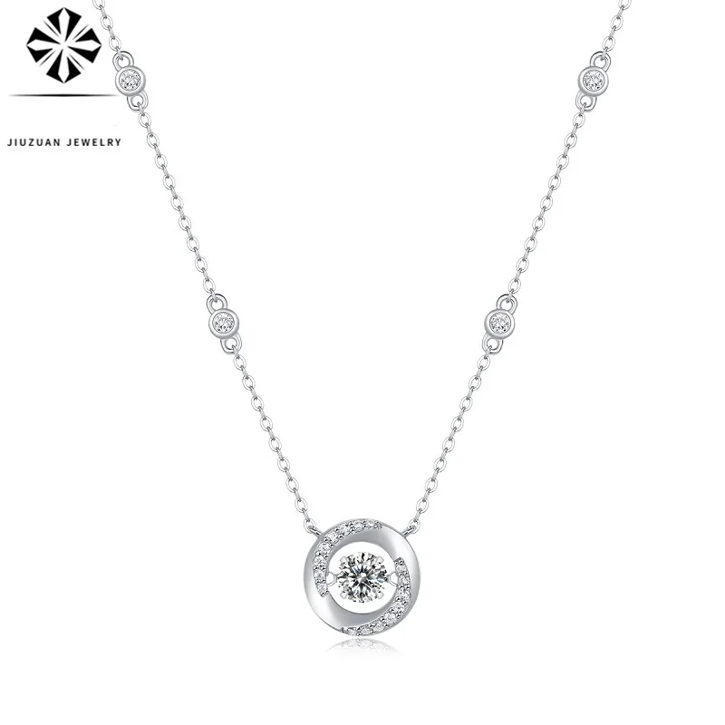 

JIUZUAN S925 Silver New Mosan Diamond Pendant Neckchain Hot Selling Collar Chain