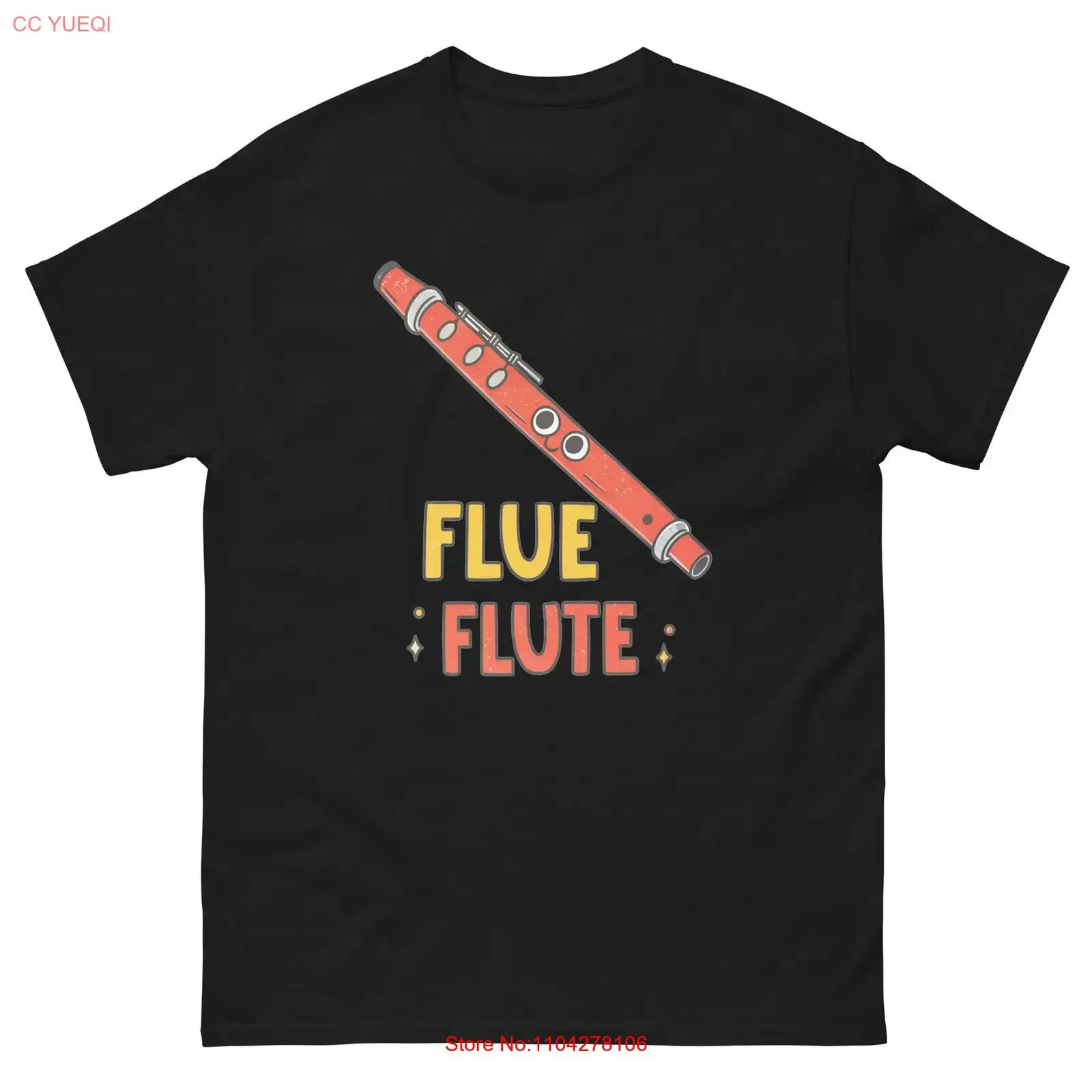 Flue Flute Musical Instrument Illustration T Shirt vintage Washed Breathable Versatile Stretched Top For Everyday Wear homme