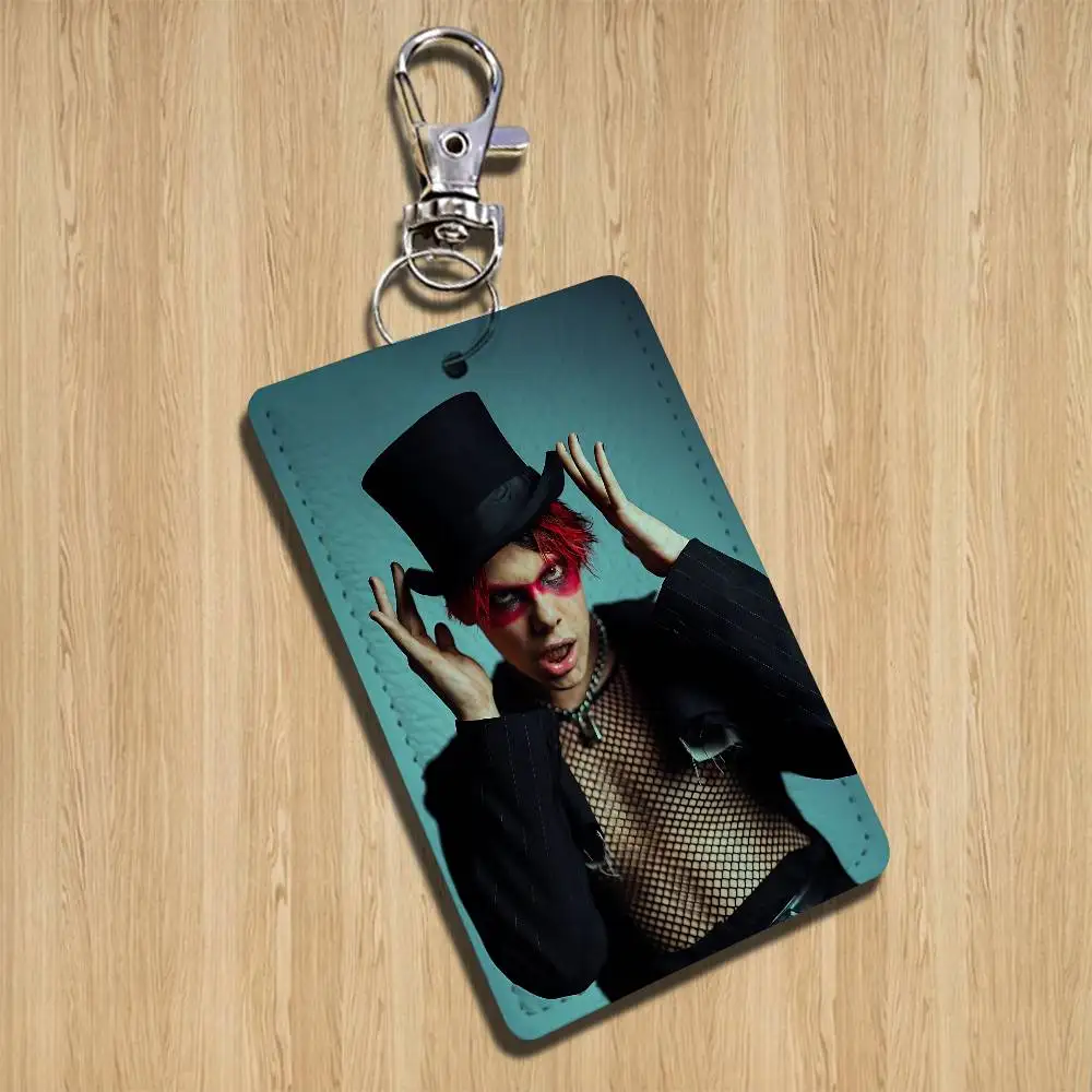 Chaveiro de Couro Retangular Yungblud com Design de Música Exótica e Inusitada, Porta-Cartão de Identificação, Porta-Cartão de Acesso, Porta-Chaves