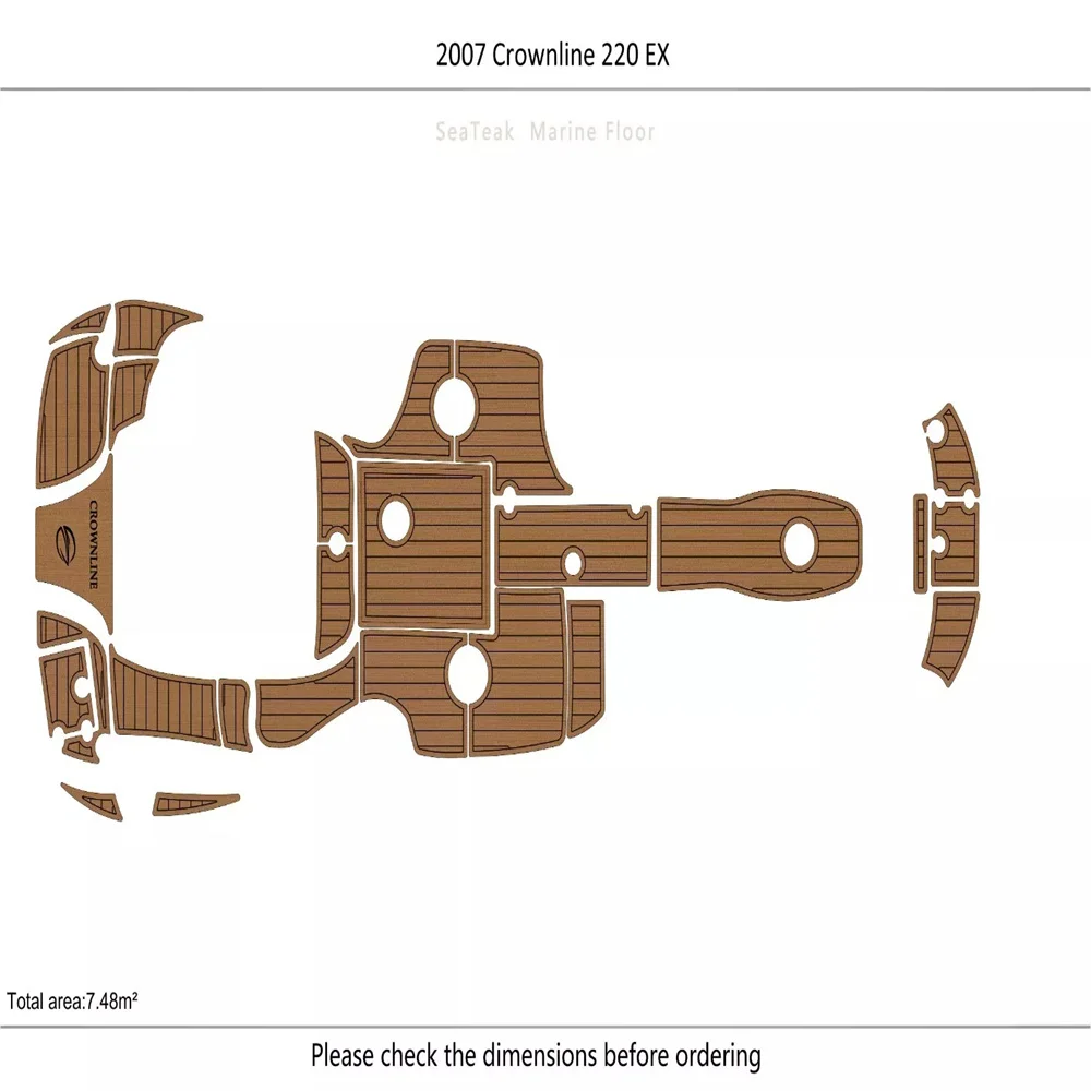 

2007 Crownline 220EX Cockpit & swim platform Pads 1/4" 6mm EVA Faux Teak Deck Mat SeaDek MarineMat Gatorstep Style Self Adhesive