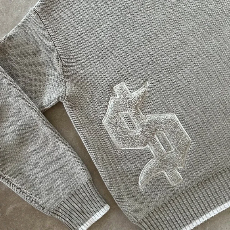 Harajuku décontracté or chandails col rond unisexe Boxy pulls populaire automne gothique symbole broderie motif pull