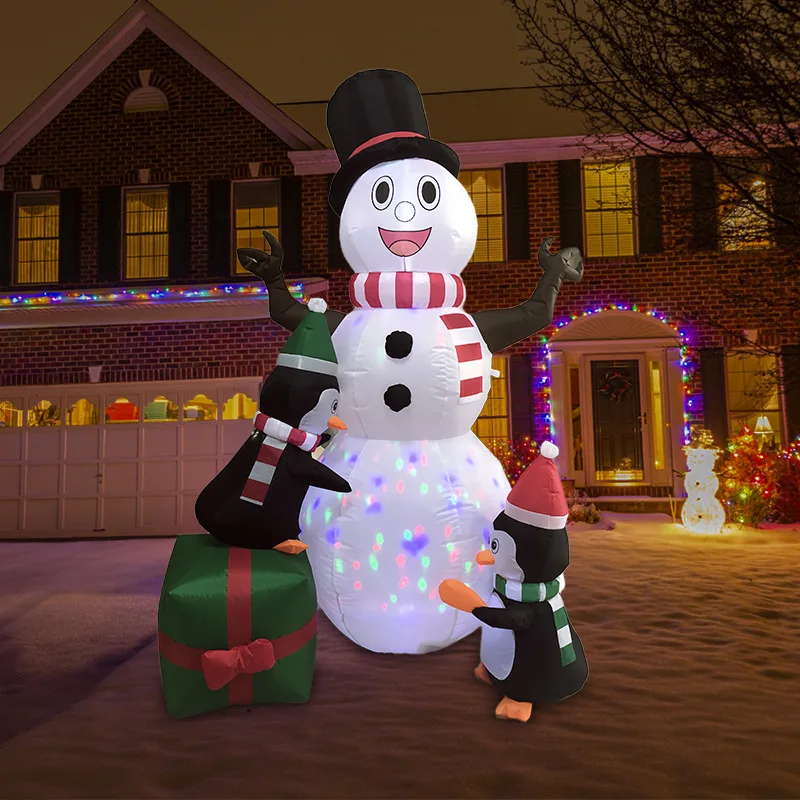 

Надувной рождественский стек пингвина, снеговик, подарочная коробка, уличная вечеринка, двор, сценическое световое украшение, рождественский надувной реквизит
